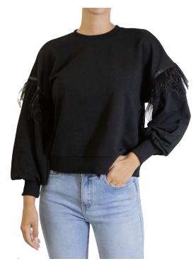 maglia girocollo con piume Only